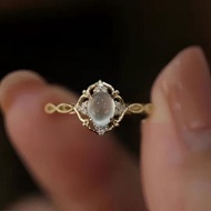 S925 Sterling Silver Moonstone Ring Simple Fashion Ladies Gift Daily Wear