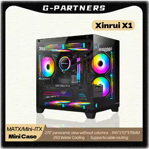 G-PARTNERS Xinrui X1 PC Case M-ATX Mini-ITX No A-Pillar Panoramic Sea View Room 240 Water-Cooled Min