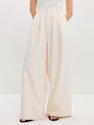 [Pomelo] กางเกงขายาวกระเป๋าข้างแต่งลูกไม้ - สี Off / Pocket Lace Trim Pants - Off