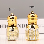 Mini Roll On Refillable Perfume Bottle 3ml 6ml Gold Glass Essential Oil Travel Bottles Steel Roller Ball Containers