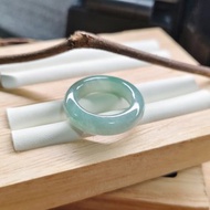 親翠 天然翡翠 冰綠溫柔純漸層手指鐲12.5號戒圈