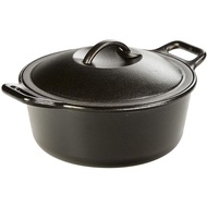 24cm Seasoned Cast Iron Dutch Oven Pot with Lid and Dual Handles 4.5QT