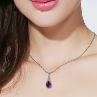 Buyee 925 Sterling Silver Amethyst Stone Pendant Chain Luxury Necklace For Woman Girl Wedding Jewelry Chain 45Cm