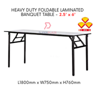 3V 2.5x6 Feet Heavy Duty Laminated Wood Top Banquet Table Folding Function Table