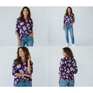 KEMEJA UNGU SHIRT PURPLE FLOWER PATTERNWanita 7 SLEEVES/8 I21