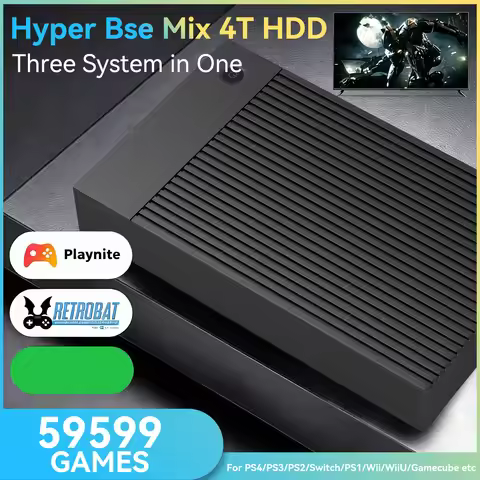 Hyper Base Mix 4TB Game Console for PS4/PS3/PS2/PS1/Switch System 3-in-1 Game HDD with 59559 AAA & 3