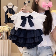 Qianqian New Style Straight Hair Girls Preppy Style Suit 2025 Summer New Style Children Western Styl