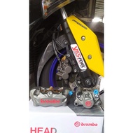 Brembo M3 Silver Red Logo P34 4Pot 2Pot Depan Belakang Set Tulisan Merah Y16 Y15 RS150 RSX RXZ Xmax 