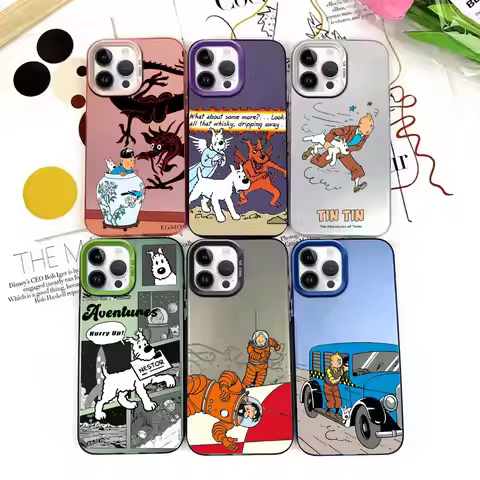Anime T-Tintin A-Adventures cool Phone Case For Black lMDColor Silver Shell For lPhone 16 16e 15 14 