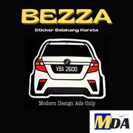 (PERODUA - BEZZA) Sticker of Car Backside, Sticker Belakang Perodua Bezza ,Custom No. Plat, Color.--