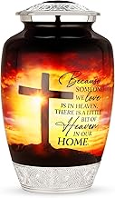 Cogent Memorials Cross Urn for Ashes Adult Male– Urns for Human Ashes with Secure Lid, Engraved Suns