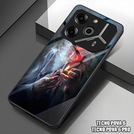 HP GUMIHO - Glossy Glass Glitter Case for Type TECNO POVA 6hp TECNO POVA 6 PRO/ Fashion ABAH AESTHET