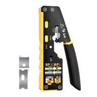 AMPCOM RJ45 Crimper Pass Through RJ45 Crimping Tool For CAT6 CAT5E Pass Thru Ethernet Modular Plugs