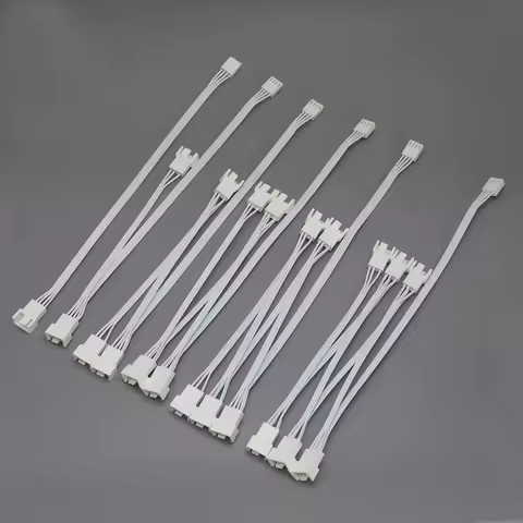 Angitu Full White 1x2x3x4x5x6x4pin Fan Extension Splitter Cable 4Pin PC CPU PWM Male to Female Coole