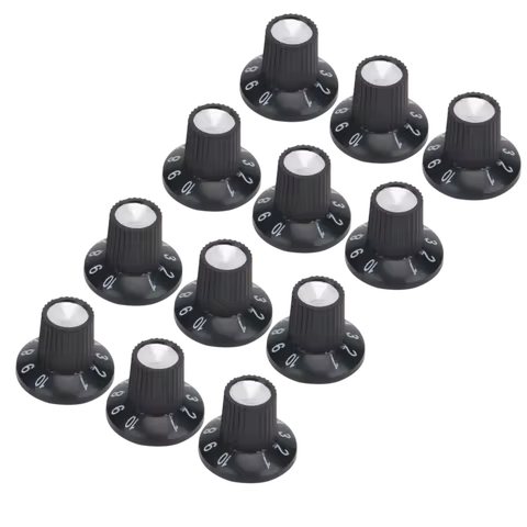 12PCS Professional Plastic Material Electric Guitar Knobs Black Color Witch Hat Knobs Guitar Amp Kno
