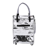 Reusable Wheeled Grocery Bag with Foldable Rolling Cart Heavy Duty 4 Wheels 3 Handles 76 lbs Capacit
