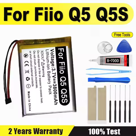 "0" Cycle 100%New Replaces 3800mAh Battery For Fiio Q5 Q5S Music player Bateria + Tools