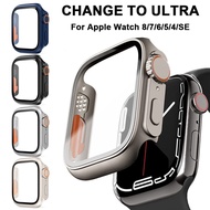 40/41/44/45mm Appearance Upgrade To Ultra Frame For Apple Watch Change To Ultra For Apple Watch 8 7 6 5 4 SE Tempered Glass Case