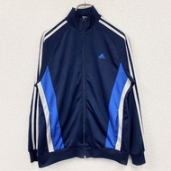 古著2000年代adidas復古運動外套/球衣，藏藍色，XL碼