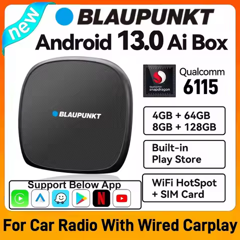 Android 13 Android Auto Wireless CarPlay AI TV Box QCM6115 8-Core Split Screen 64G 128G For Netflix 