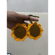 GANTUNGAN MATAHARI Bag Hanger Mirror Key Knitted Sun Flower Sunflower Orange Yellow Rope Korean Styl