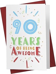 90th Birthday Card for Him Her - 90th Anniversary Card for Dad Mom - 90 Years Old Birthday Card for 