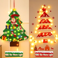 2024 DIY Felt Christmas tree with Ornaments Xmas Gift Door Wall Hanging with 6M LED Lights For Kids Christmas Gift