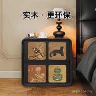 Chinese Style New Style Household Solid Wood New Luxury Black Antique Bedside Table Bedside Table Pr