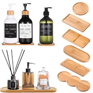 Wooden Soap Dispenser Tray Vanity Countertop Bottles Organizer Holder Round Square Candles Jewelry Storage Tray for Bathroom Bathroom Counter Storage