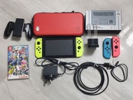 Switch+一對手柄+任天堂明星大亂斗+手掣充電器+手柄+連接電視所有配件