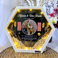 Mahar Pernikahan Jam - 1 Hari Jadi - Mahar Nikah - Mahar Bingkai Hexagonal - Frame Mahar Pernikahan