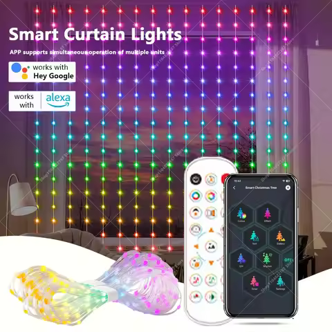400-1200LED Smart Curtain Light Bluetooth Application LED Light String RGB IC Fairy Light String DIY