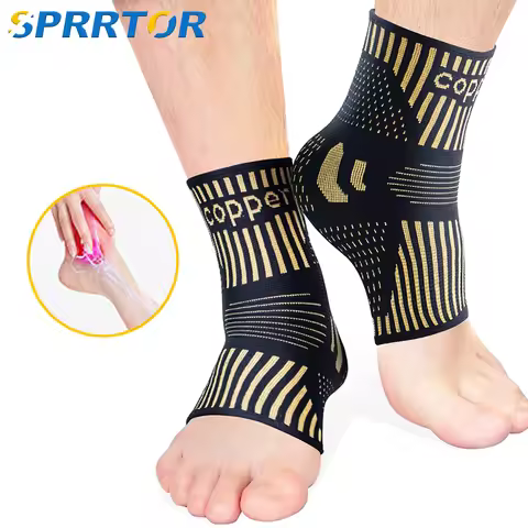 2Pcs Copper Ankle Brace Infused Compression Sleeve Support for Plantar Fasciitis,Sprained,Achilles T