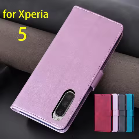 Wallet Flip Cover Pu Leather Case for Sony Xperia 5 J8210 J8270 J9210 J9260 Card Holder Phone Bags H