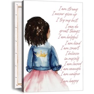 Positive Quotes Wall Art Girls Room Decor African American Girl Wall Painting Motivational Black Gir
