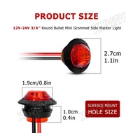 6/10X 12V 24V RED Side Mini Round 3/4" LED Marker Light Truck Trailer Boat Caravan ATV UTV