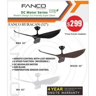 Fanco Huracan 52" Designer Style DC Ceiling Fan 6 Speed with Temperature Sensor Control