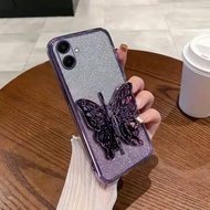 Samsung A07 Case Aesthetic Luxury Glitter Premium Stand Butterfly
