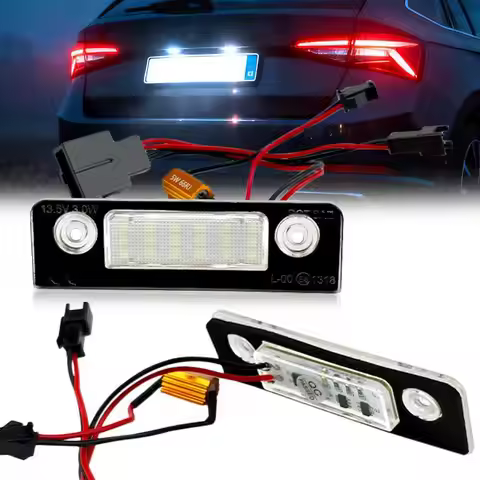2x LED License Number Plate Light For Skoda Octavia 1Z 2004-13 & Roomster 5J 2006-15