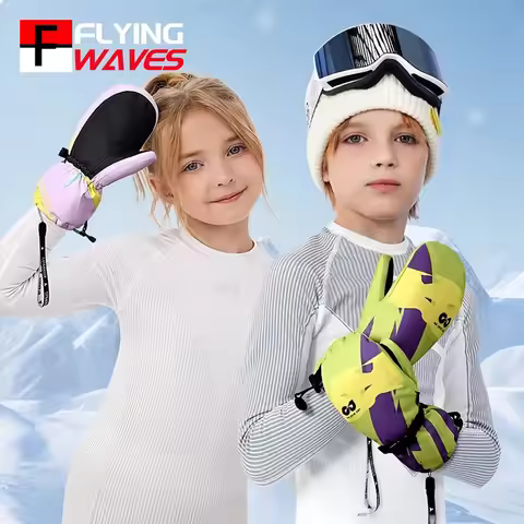 Kids Ski Mittens Gloves 3M Thinsulate Thickened Anti-Slip Windproof Touch Screen Winter Snow Motorcy