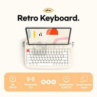 包送貨 -復古無線打字機鍵盤 B30386鍵迷你款ipad 鍵盤可連接3部裝置手機平板支架奶油黃  顏色 奶油黃 奶油黃