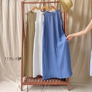 Midi Style Dress Sleeveless Linen, Premum Linen 3 Colors D602-D603 TYMLIC