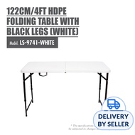 HOUZE 180cm/6ft HDPE Folding Table with Black Legs (White)