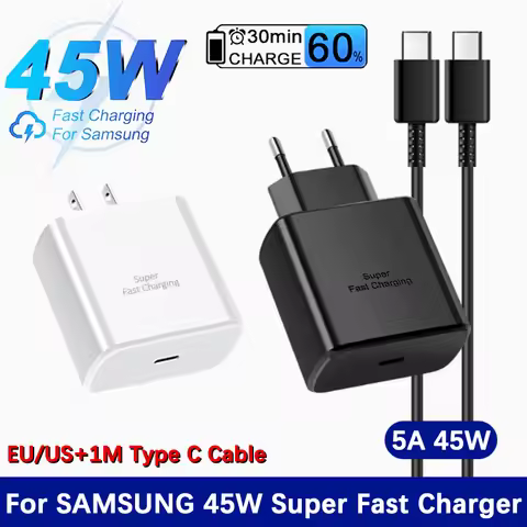 For Samsung 45W Charger Super Fast Charge Type C Adapter For Galaxy S24 S23 S22 S21 Tab S10 Ultra S9