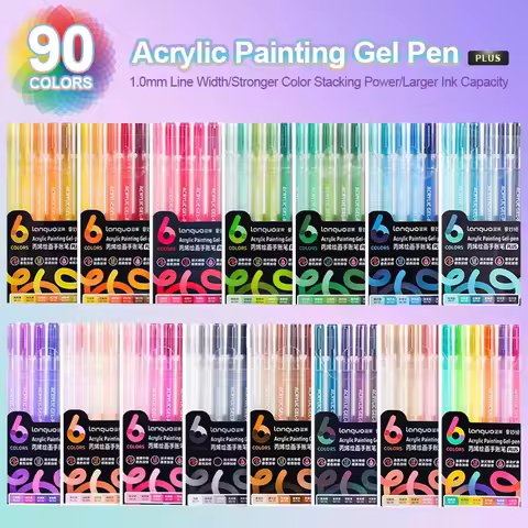 Languo 90 Colors Painting Acrylic Gel Pens Large Capacity Ink Pen for Drawing Diary Diy Coloring Doo