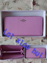 🌸COACH     全新品·荔枝紋真皮革女用長夾～粉紫色🌸        💜降價出清庫存·要錢不要貨💜