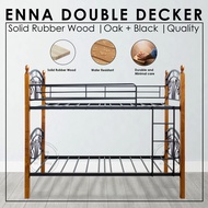 [KCL] Enna Double Decker/ Full Solid Rubber Wood/ Powder Coated Steel/ Single Size/ Katil 2 Tingkat/ Kayu Getah Solid