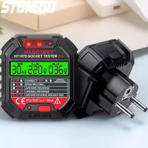 Socket Tester Pro Voltage Tester RCD Detector Ground Neutral Plug Polarity Phase Checker Electrical 