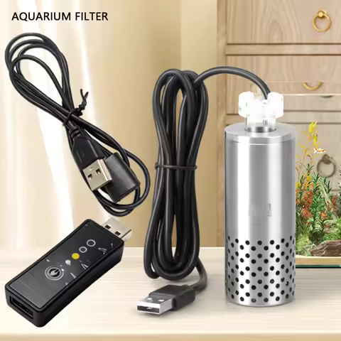 Aquarium Electric Oil Removal Film Fish Tank Stainless Steel USB Filter Self-Priming Floating Head O