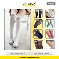 CITRUSOX Cuff Top Lace Cotton Above Knee High Socks (22-25 cm) #1808-L